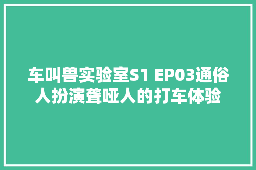 车叫兽实验室S1 EP03通俗人扮演聋哑人的打车体验