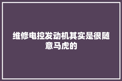 维修电控发动机其实是很随意马虎的
