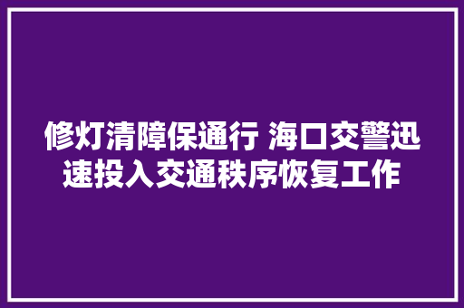 修灯清障保通行 海口交警迅速投入交通秩序恢复工作
