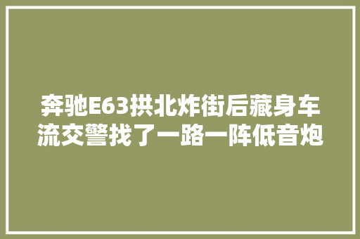奔驰E63拱北炸街后藏身车流交警找了一路一阵低音炮袒露了