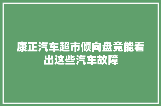 康正汽车超市倾向盘竟能看出这些汽车故障