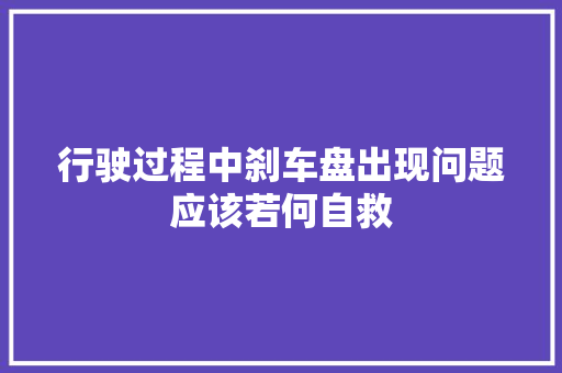 行驶过程中刹车盘出现问题应该若何自救