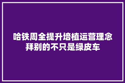哈铁周全提升培植运营理念拜别的不只是绿皮车