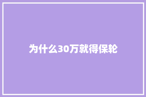 为什么30万就得保轮