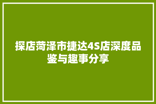 探店菏泽市捷达4S店深度品鉴与趣事分享