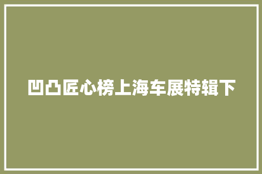凹凸匠心榜上海车展特辑下