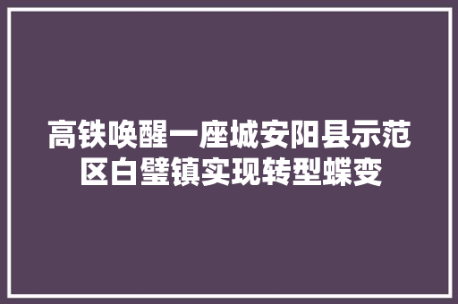 高铁唤醒一座城安阳县示范区白璧镇实现转型蝶变