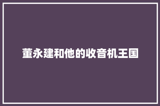 董永建和他的收音机王国