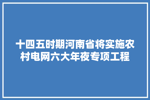 十四五时期河南省将实施农村电网六大年夜专项工程
