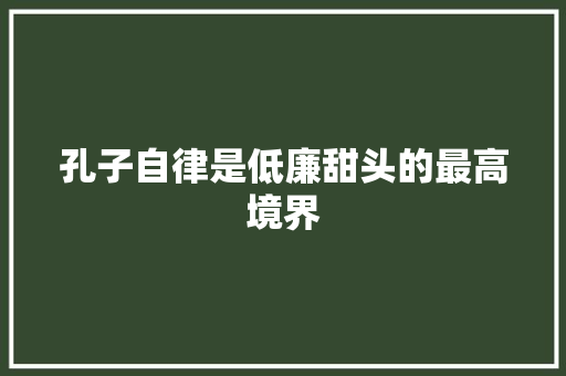 孔子自律是低廉甜头的最高境界 休闲娱乐