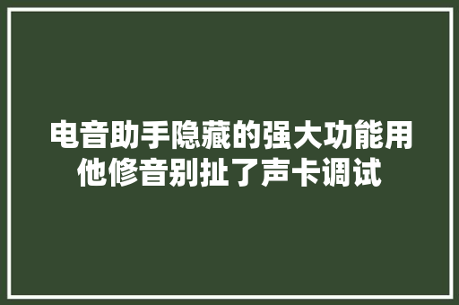电音助手隐藏的强大功能用他修音别扯了声卡调试