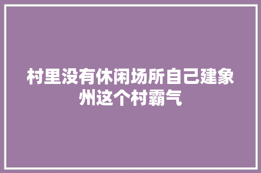 村里没有休闲场所自己建象州这个村霸气