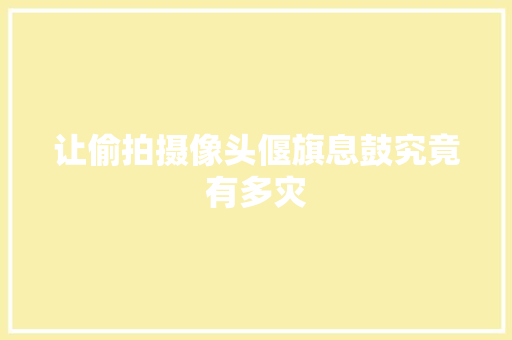 让偷拍摄像头偃旗息鼓究竟有多灾 汽车知识