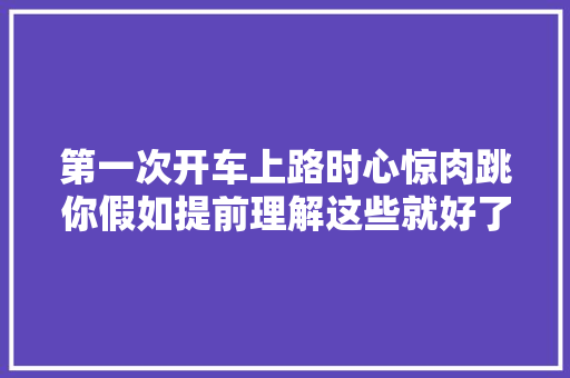 第一次开车上路时心惊肉跳你假如提前理解这些就好了