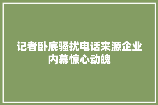 记者卧底骚扰电话来源企业内幕惊心动魄