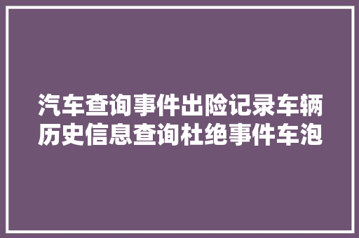 汽车查询事件出险记录车辆历史信息查询杜绝事件车泡水车