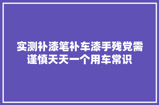 实测补漆笔补车漆手残党需谨慎天天一个用车常识