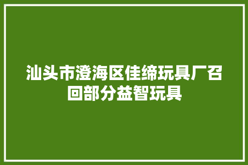 汕头市澄海区佳缔玩具厂召回部分益智玩具