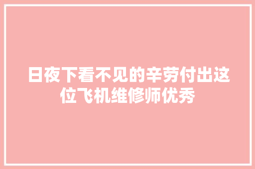 日夜下看不见的辛劳付出这位飞机维修师优秀