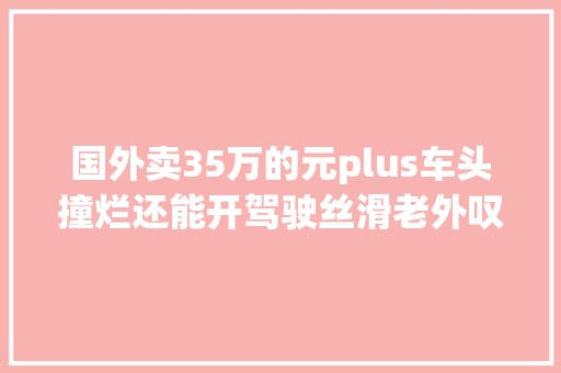国外卖35万的元plus车头撞烂还能开驾驶丝滑老外叹服