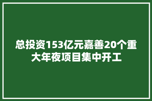 总投资153亿元嘉善20个重大年夜项目集中开工