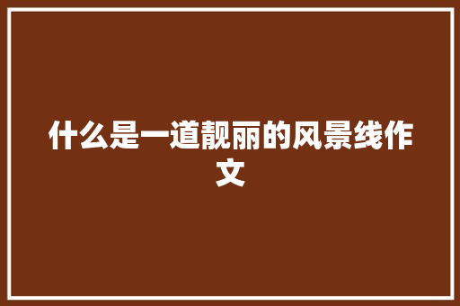 什么是一道靓丽的风景线作文
