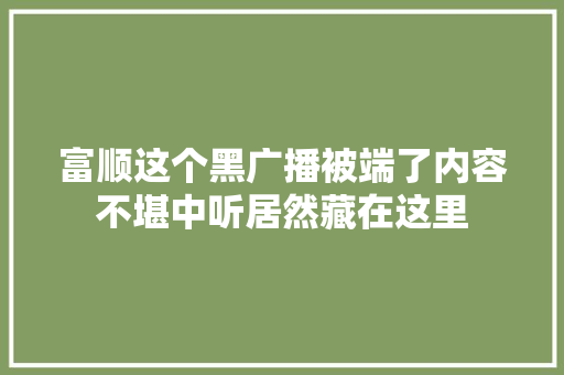 富顺这个黑广播被端了内容不堪中听居然藏在这里