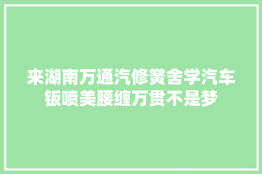 来湖南万通汽修黉舍学汽车钣喷美腰缠万贯不是梦