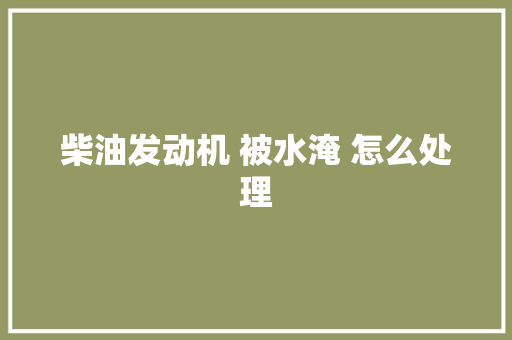 柴油发动机 被水淹 怎么处理