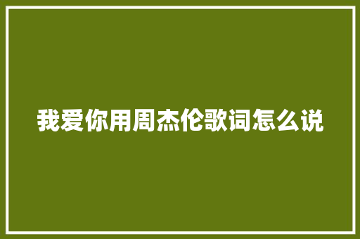 我爱你用周杰伦歌词怎么说