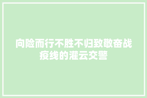 向险而行不胜不归致敬奋战疫线的灌云交警