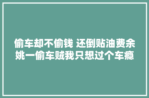 偷车却不偷钱 还倒贴油费余姚一偷车贼我只想过个车瘾 汽车知识