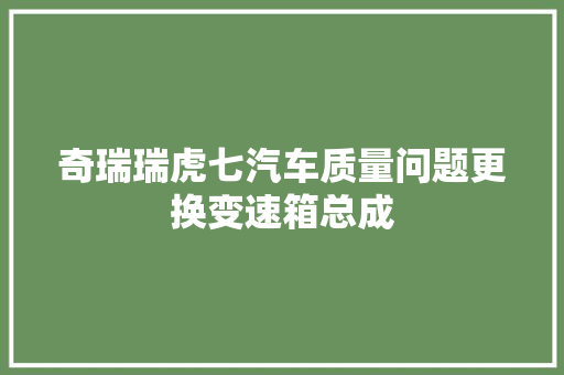 奇瑞瑞虎七汽车质量问题更换变速箱总成