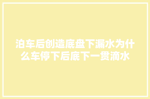泊车后创造底盘下漏水为什么车停下后底下一贯滴水