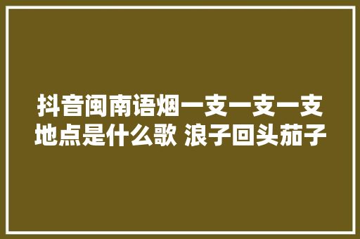 抖音闽南语烟一支一支一支地点是什么歌 浪子回头茄子蛋歌词