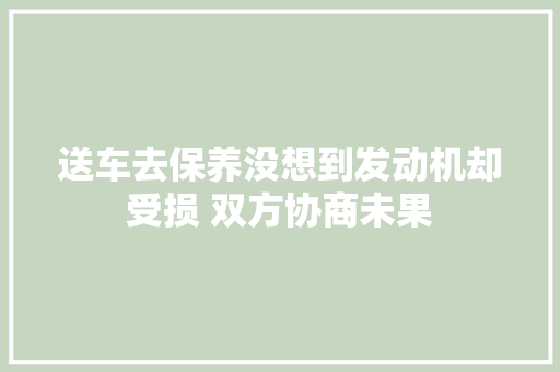 送车去保养没想到发动机却受损 双方协商未果