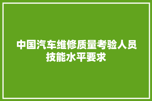 中国汽车维修质量考验人员技能水平要求