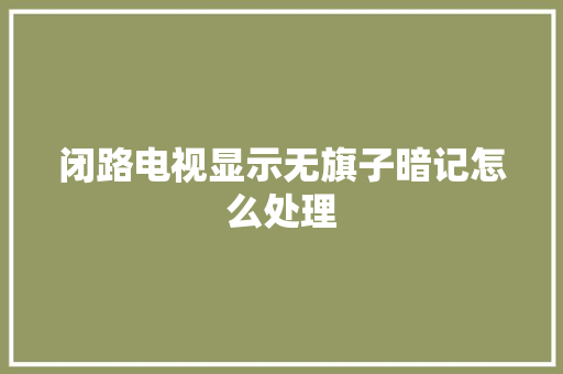 闭路电视显示无旗子暗记怎么处理