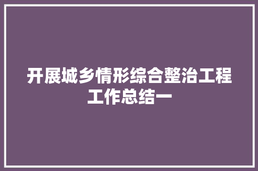 开展城乡情形综合整治工程工作总结一