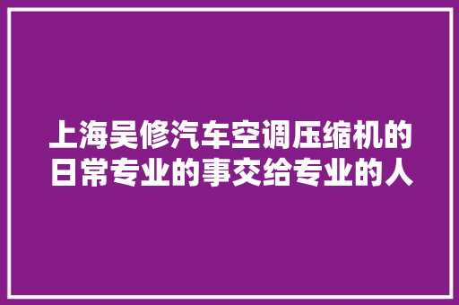 上海吴修汽车空调压缩机的日常专业的事交给专业的人