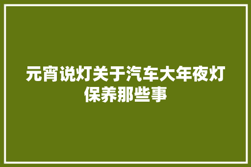 元宵说灯关于汽车大年夜灯保养那些事