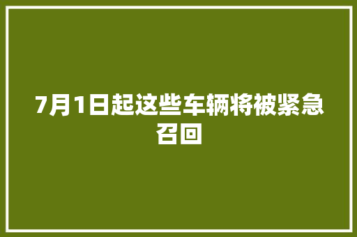 7月1日起这些车辆将被紧急召回