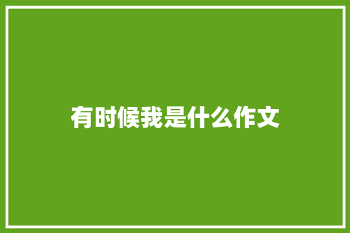 有时候我是什么作文