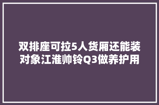 双排座可拉5人货厢还能装对象江淮帅铃Q3做养护用车很合适