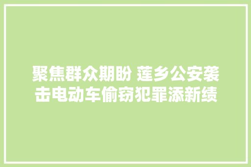 聚焦群众期盼 莲乡公安袭击电动车偷窃犯罪添新绩