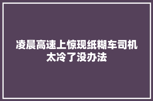 凌晨高速上惊现纸糊车司机太冷了没办法