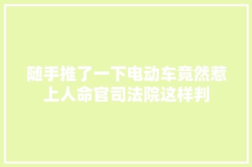 随手推了一下电动车竟然惹上人命官司法院这样判 汽车知识