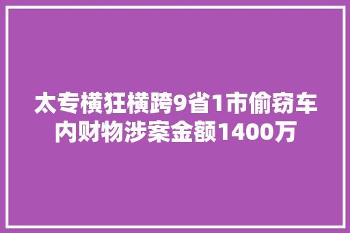 太专横狂横跨9省1市偷窃车内财物涉案金额1400万