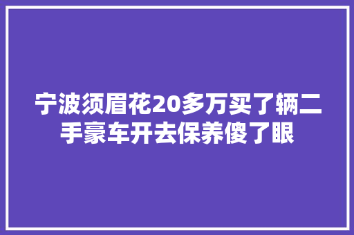 宁波须眉花20多万买了辆二手豪车开去保养傻了眼