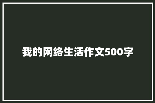 我的网络生活作文500字